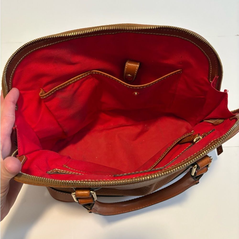 Dooney & Bourke Zip Top Brown Pebble Leather Satchel Purse - Picture 5 of 8